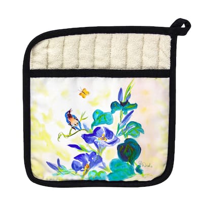 Blue Morning Glories Pot Holder - 9x9