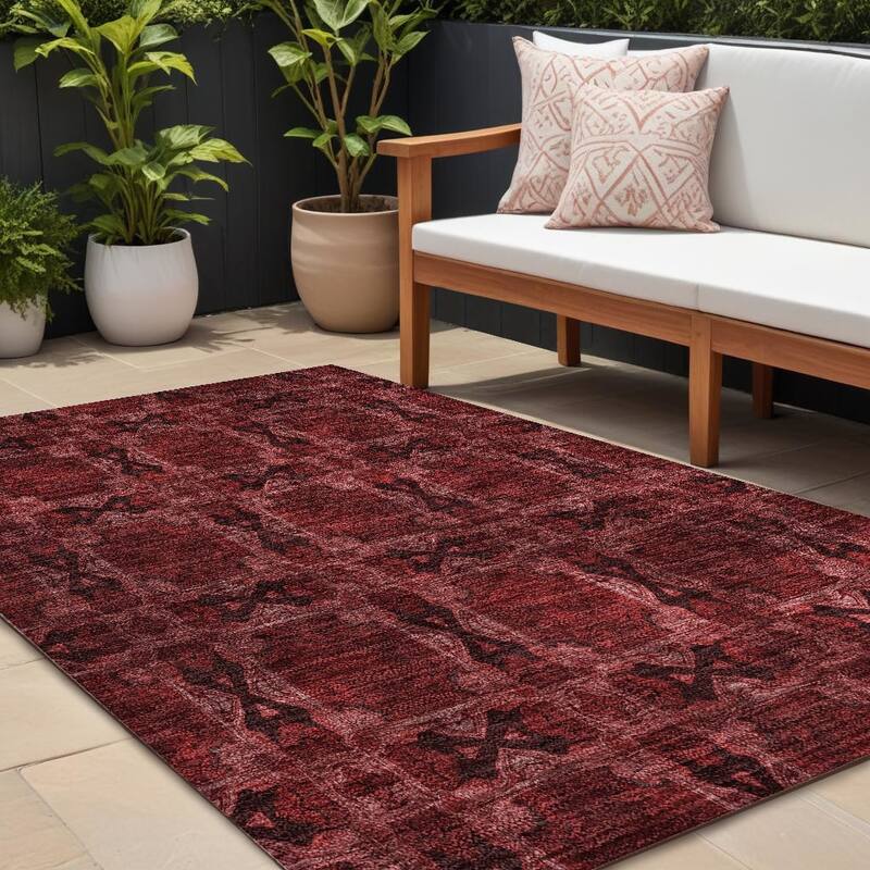 Almomi Garden-Inspired Weather Resistant Versatile Elegance Outdoor Rug - 10' X 14' - Multi