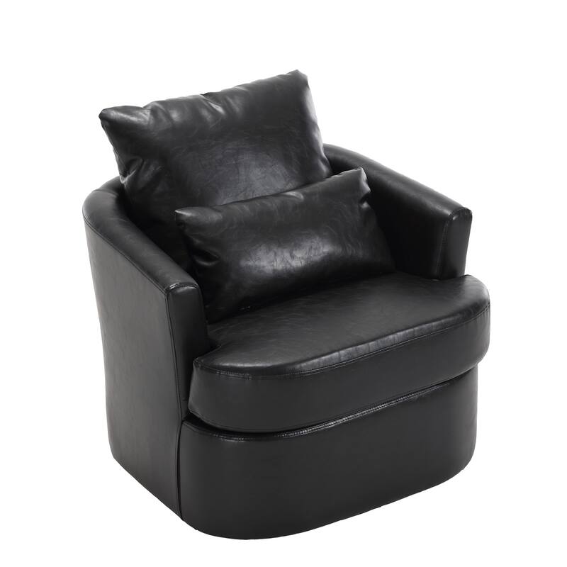 32.68" Swivel Barrel Chair with Metal Base