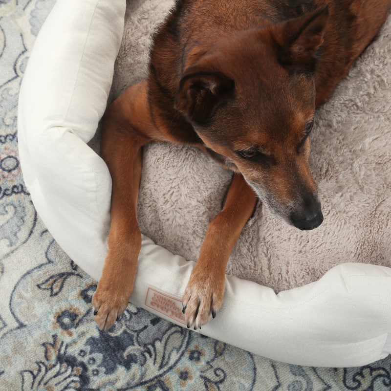 TOWN & COUNTRY EVERYDAY CuddleTown Faux Linen Comfy Cozy Cuddler Pet Bed