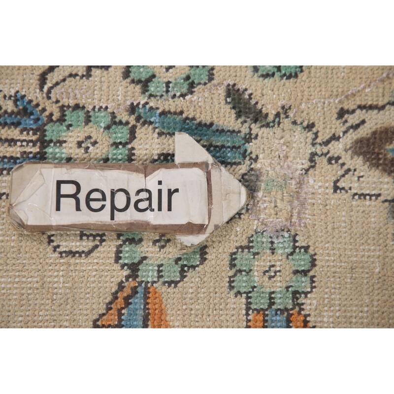 Hand Knotted Oriental 100% Wool Carpet Traditional Floral Beige & Ivories Tabriz Area Rug - 11' 6'' X 8' 7''