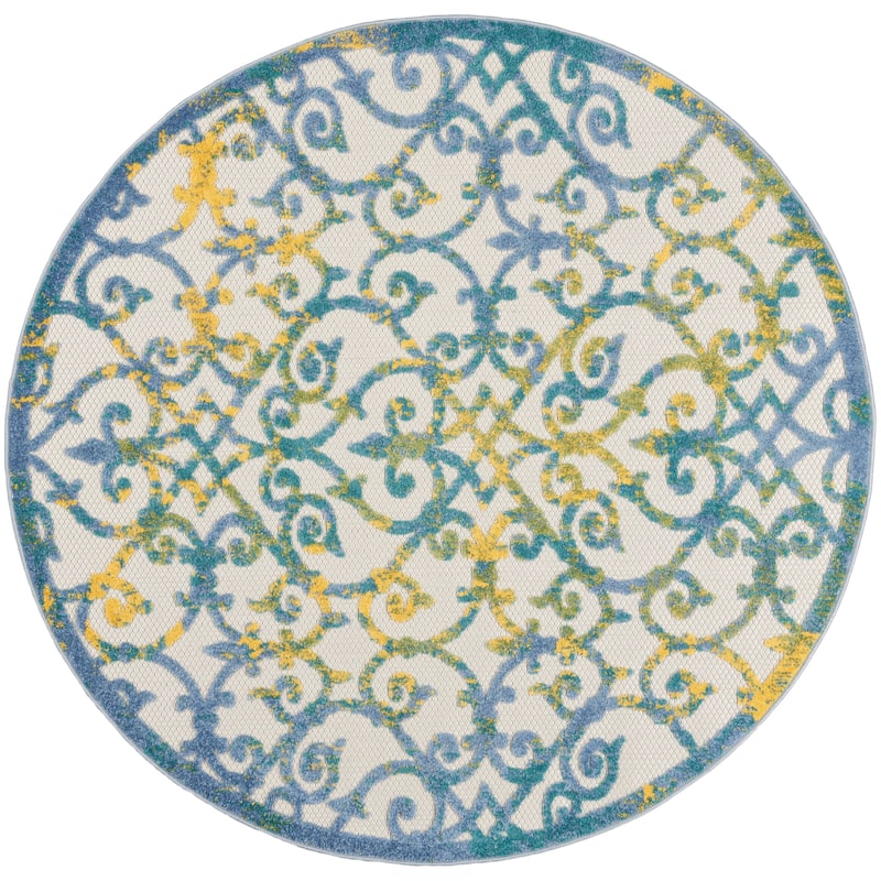 Nourison Aloha Transitional Scroll Indoor/Outdoor Damask Rug