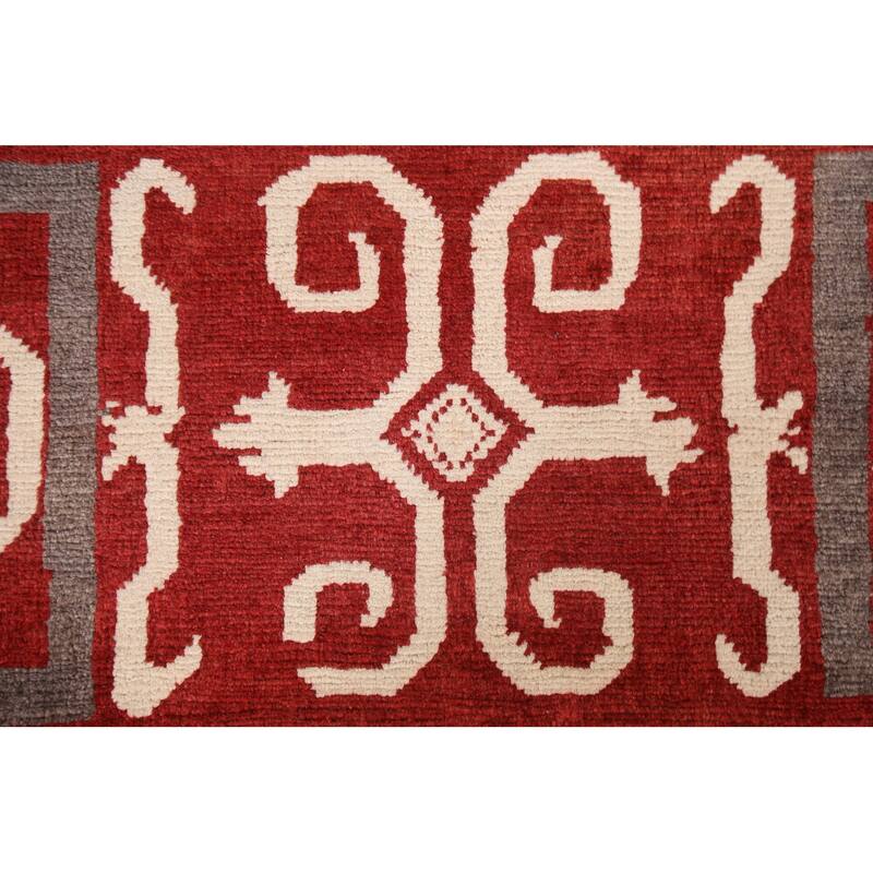 Geometric Oriental Gabbeh Kashkoli Area Rug Hand-knotted Wool Carpet - 5'4" x 7'8"