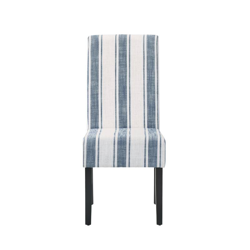 Roomfitters Upholstered Dining Chairs with Striped Fabric, Comfortable High-Back Kitchen and Dining Room Chairs, Blue