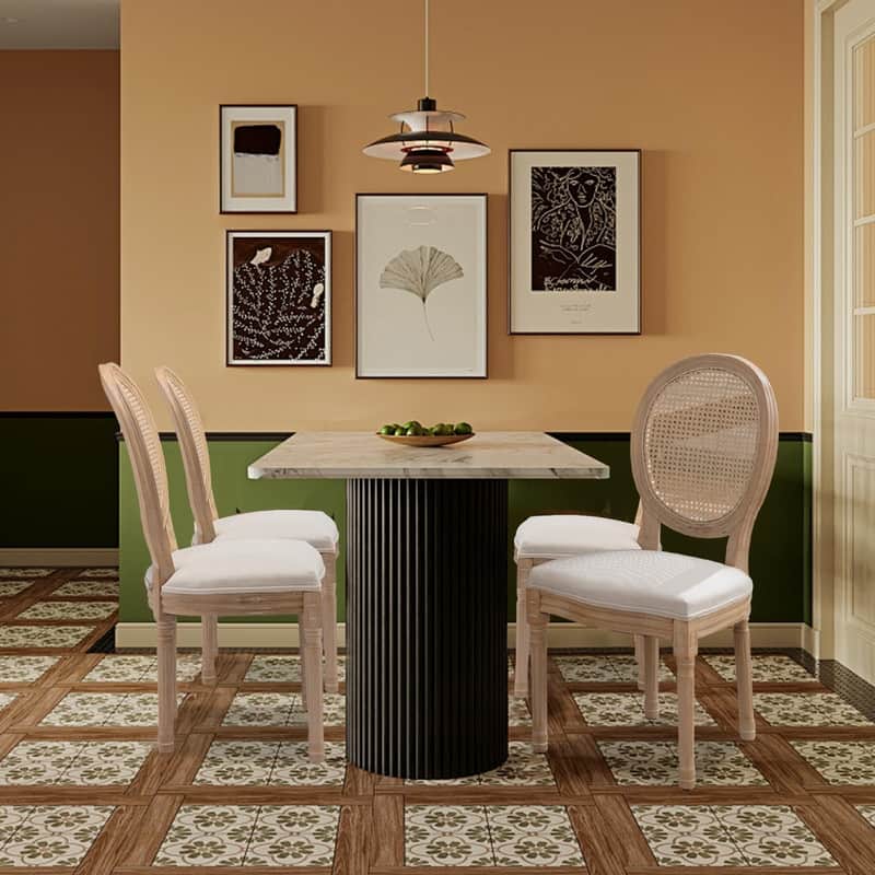 Upholstered French Style Nailhead Dining Chairs(Set of 4)