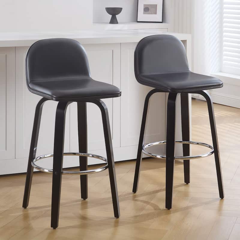 Faux Leather Upholstered Swivel Counter/ Bar Stools with Wood Frame