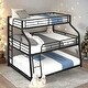 preview thumbnail 1 of 24, Artsy Twin XL/Full XL/Queen Triple Bunk Bed with Long and Short Ladder and Full-Length Guardrails, Space-Saving Black