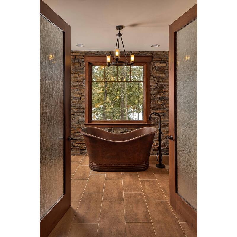 67-in Hammered Copper Double Slipper Bathtub in Oil Rubbed Bronze (BTD67DB)