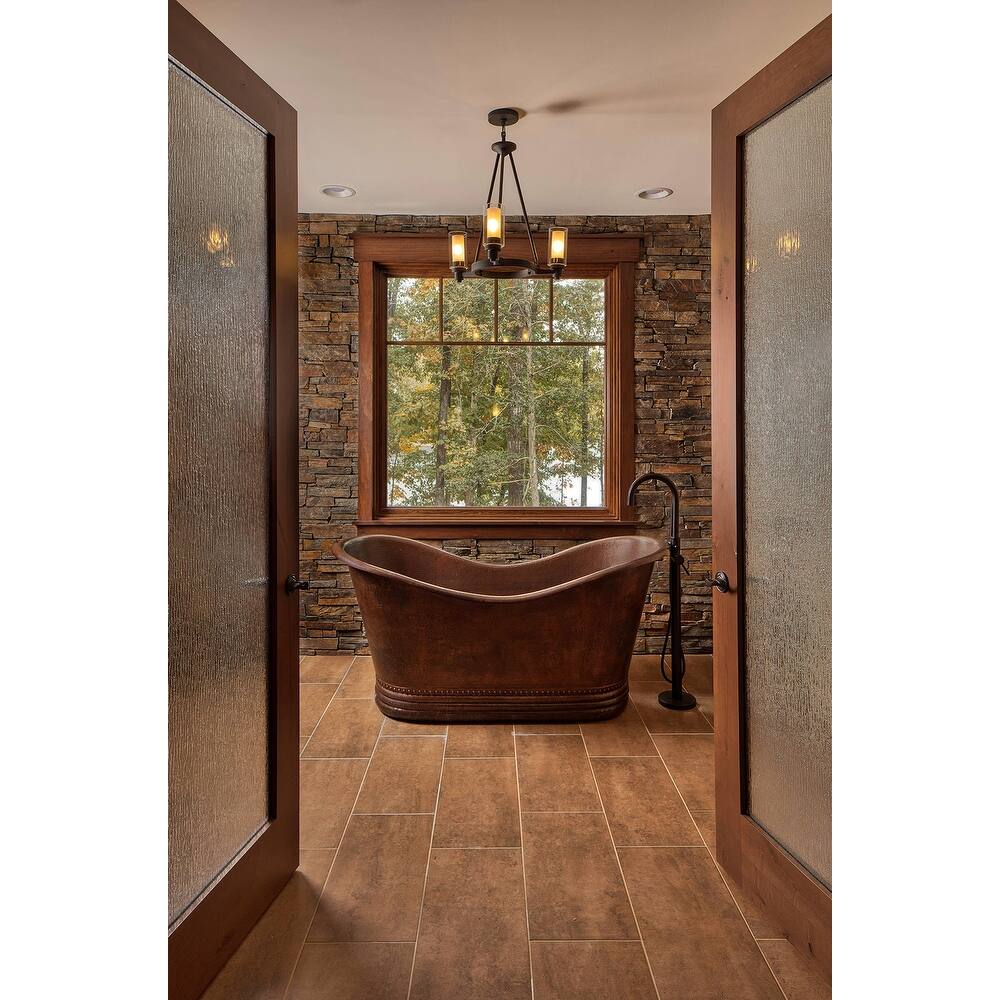67-in Hammered Copper Double Slipper Bathtub in Oil Rubbed Bronze (BTD67DB)