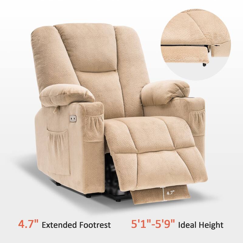 MCombo Electric Power Lift Recliner Chair with Extended Footrest, Fabric 7507