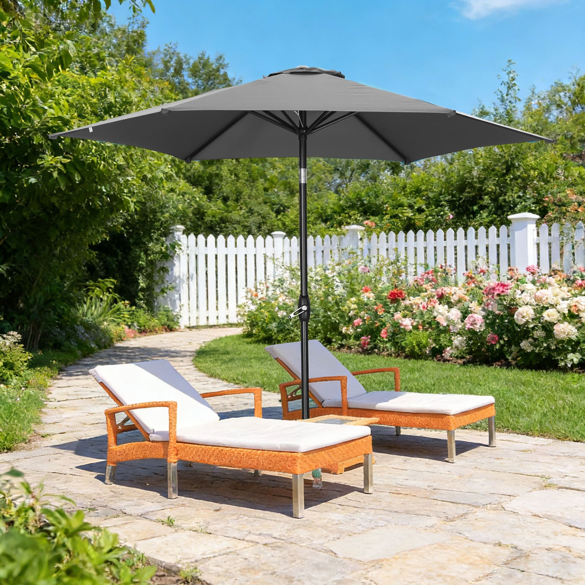 9ft Outdoor Patio Umbrella 6 Ribs with Tilt & Crank.