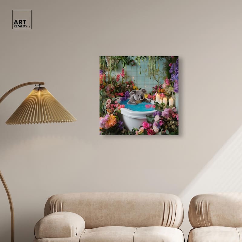 Koala Bath Canvas by Art Remedy, Gallery Wrapped