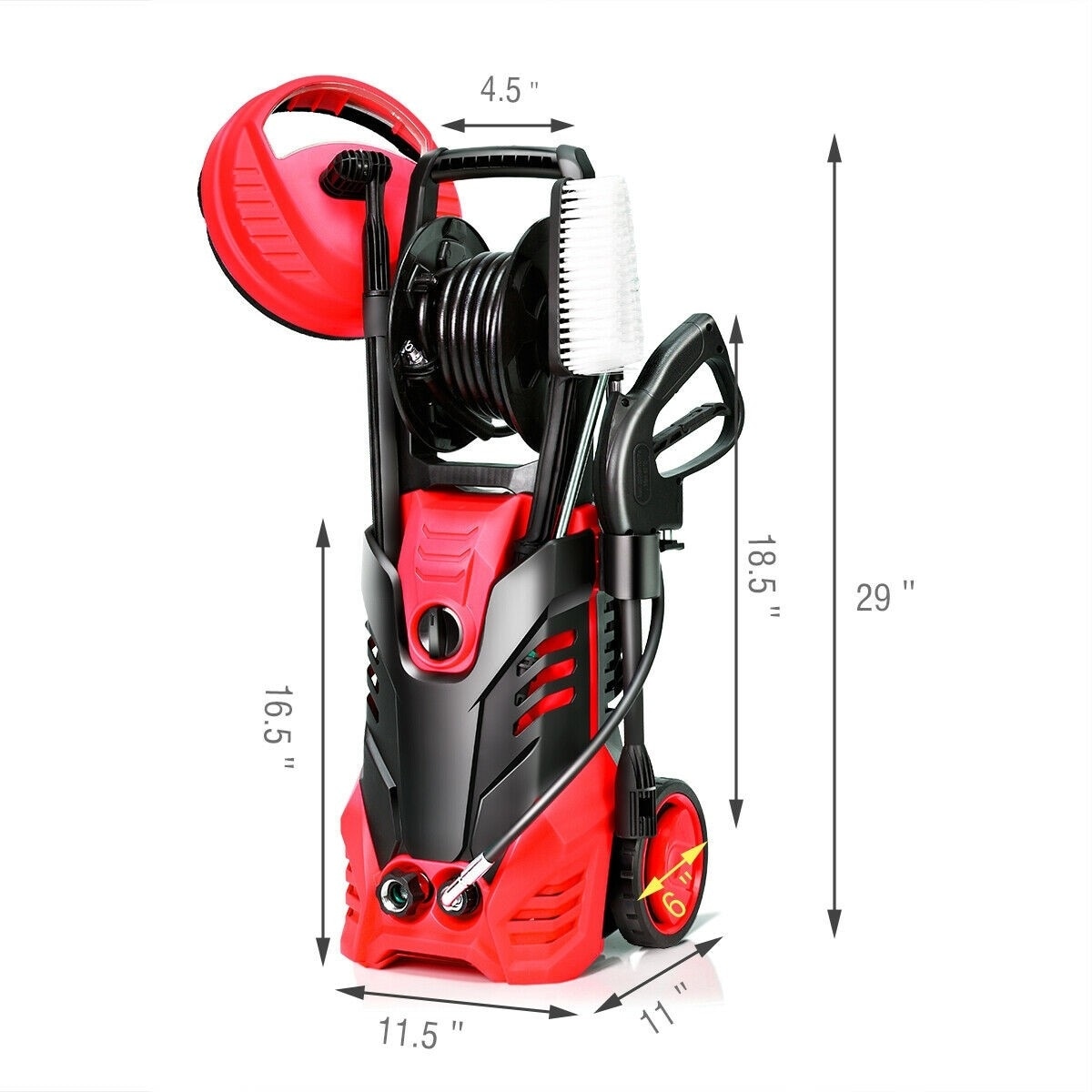 3000 PSI Electric High Pressure Washer With Patio Cleaner -Red - 11.5'' x  11'' x 29''(L x W x H) - On Sale - Bed Bath & Beyond - 32026496