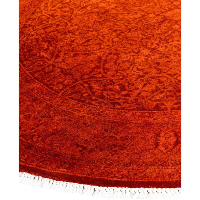Overdyed One-of-a-Kind Hand-Knotted Area Rug - Orange - 5' 0" x 5' 0"