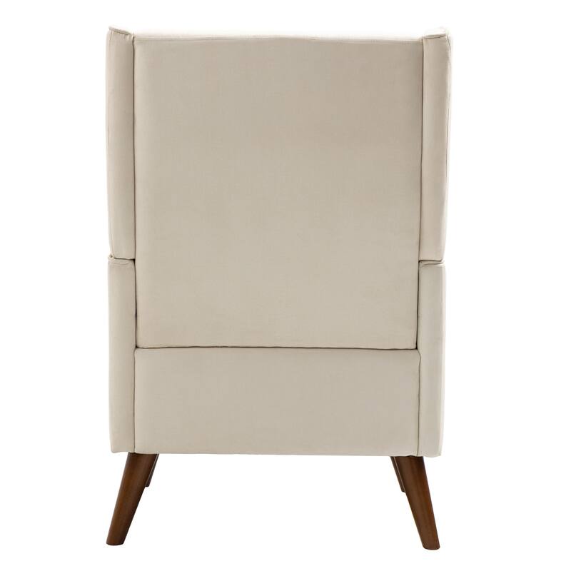Cotton Linen Accent Chair with Wood Legs