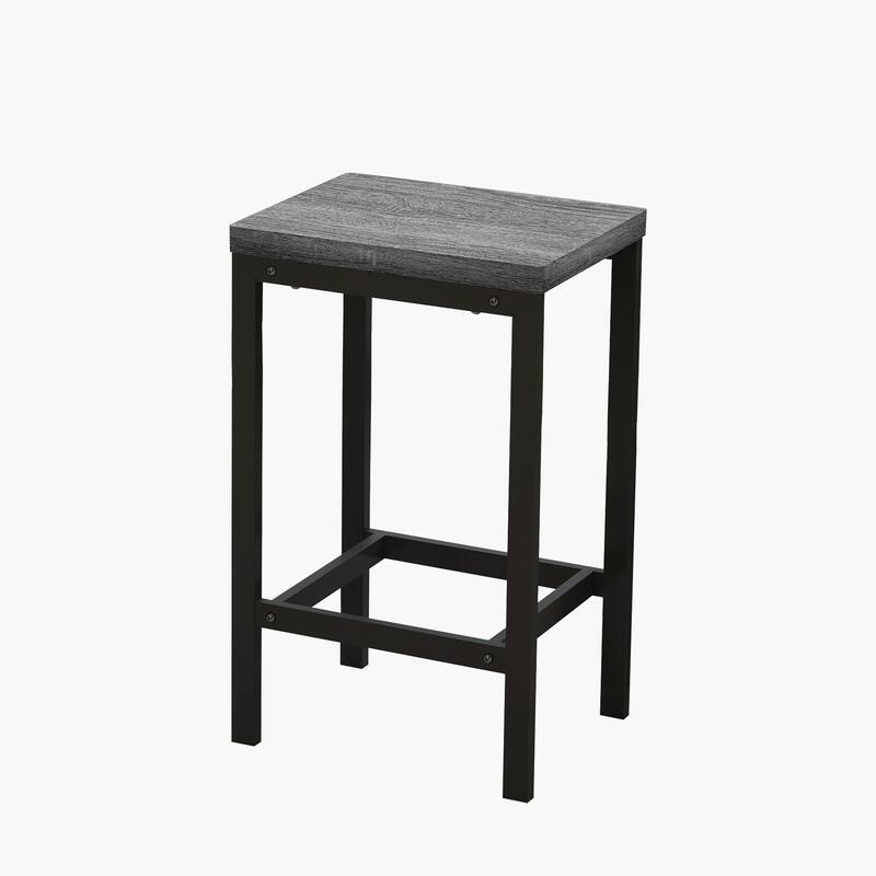Long Dining Table Set with 3 Stools Pub Kitchen Set Side Table with Footrest
