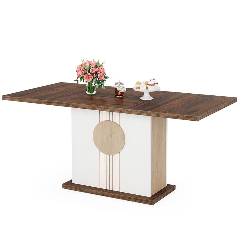 Wood Dinner Table, Kitchen Dining/Living Room Accent Dinner Table Gathering Table