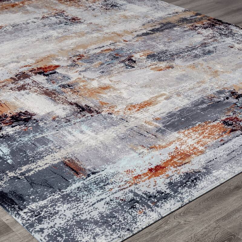 Abstract Grey/Gold Area Rug