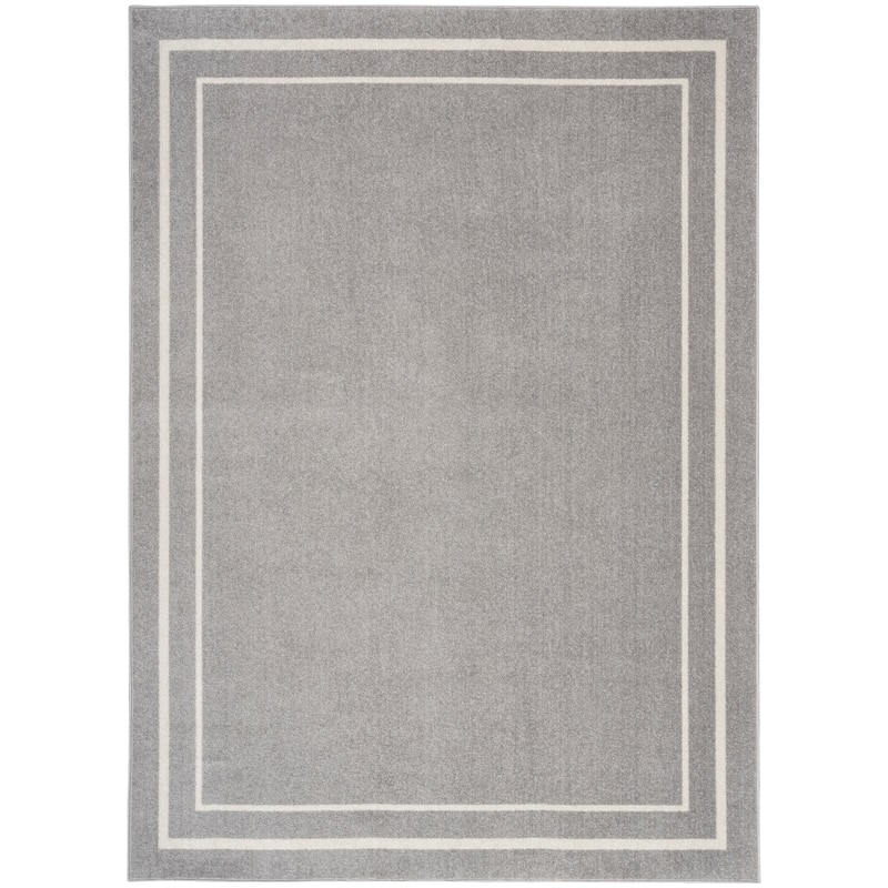 Nourison Sandy Indoor / Outdoor Solid Area Rug - 5' x 7' - Grey/Ivory