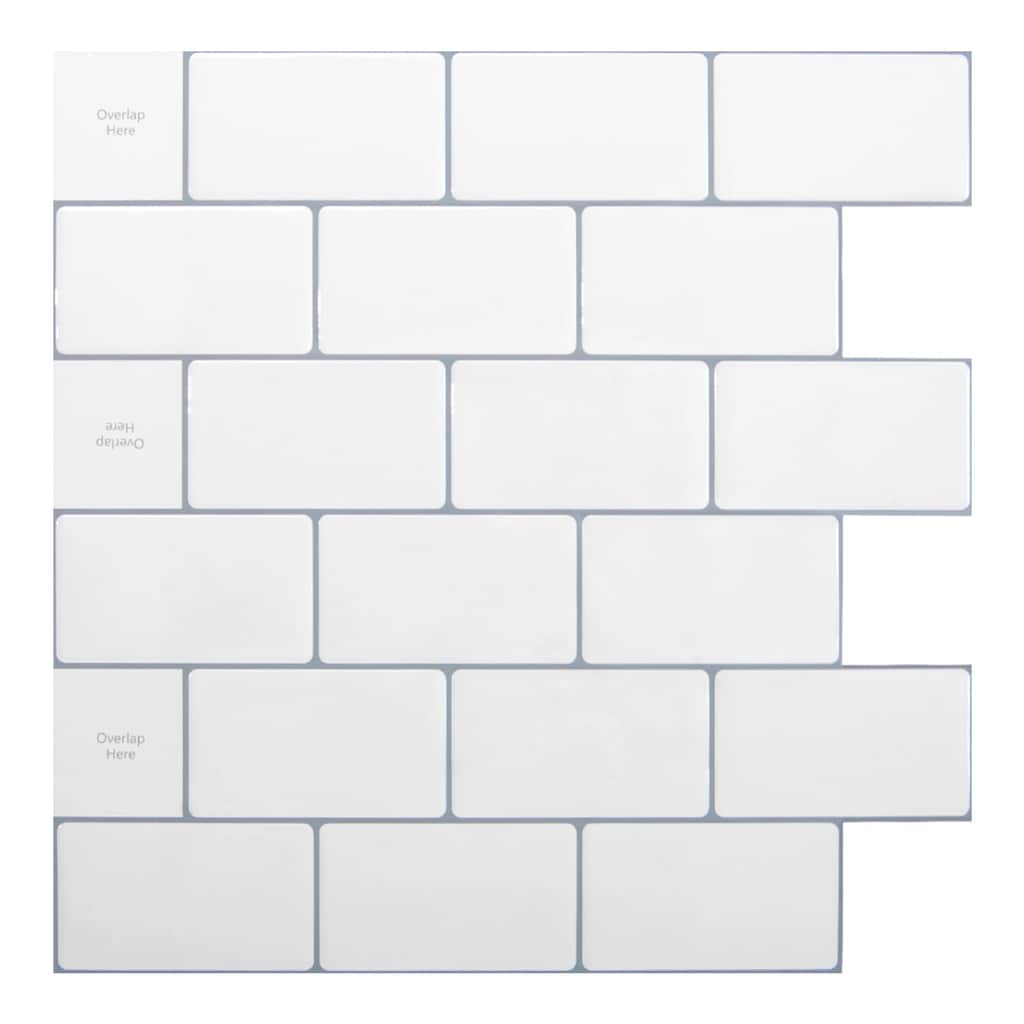 Art3d 12"x12" Backsplash Tile for Kitchen, Peel and Stick Subway Tiles,White with Grey Grout,10-Sheet