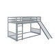 preview thumbnail 14 of 24, Twin over Twin Floor Bunk Bed with Slide and Ladder