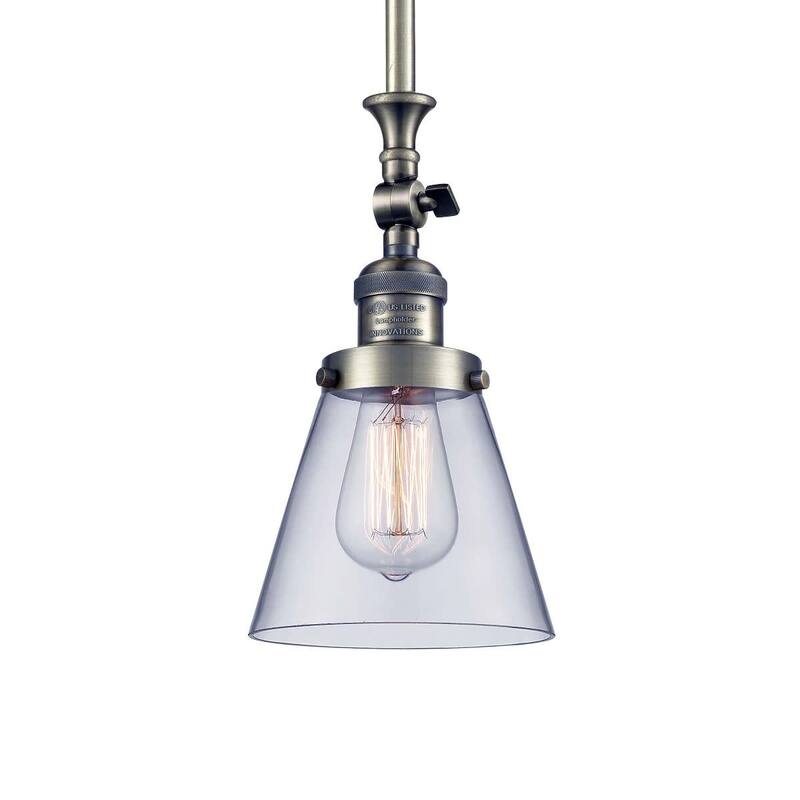 Innovations Lighting Small Cone 6" Wide Adjustable Mini Pendant - Antique Brass / Clear