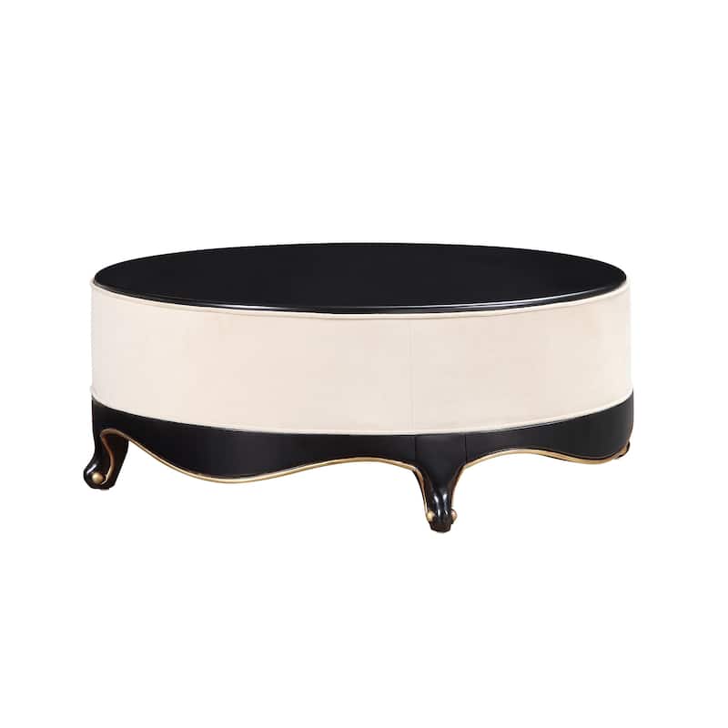 Ascher Cream and Black Cocktail Table with Cabriole Anne Leg