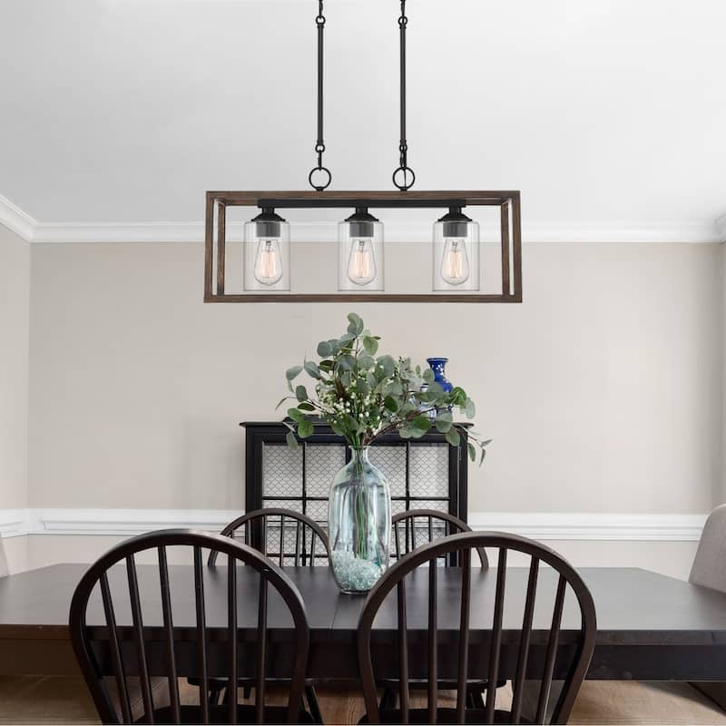 Allegray 3-light Modern Farmhouse Rectangle Chandelier Kitchen Island Pendant with UL Certified
