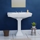 preview thumbnail 1 of 3, White Porcelain Large Pedestal Bathroom Sink Wall Mounted Sink with Faucet Hole and Overflow (Set of 2) Renovators Supply White
