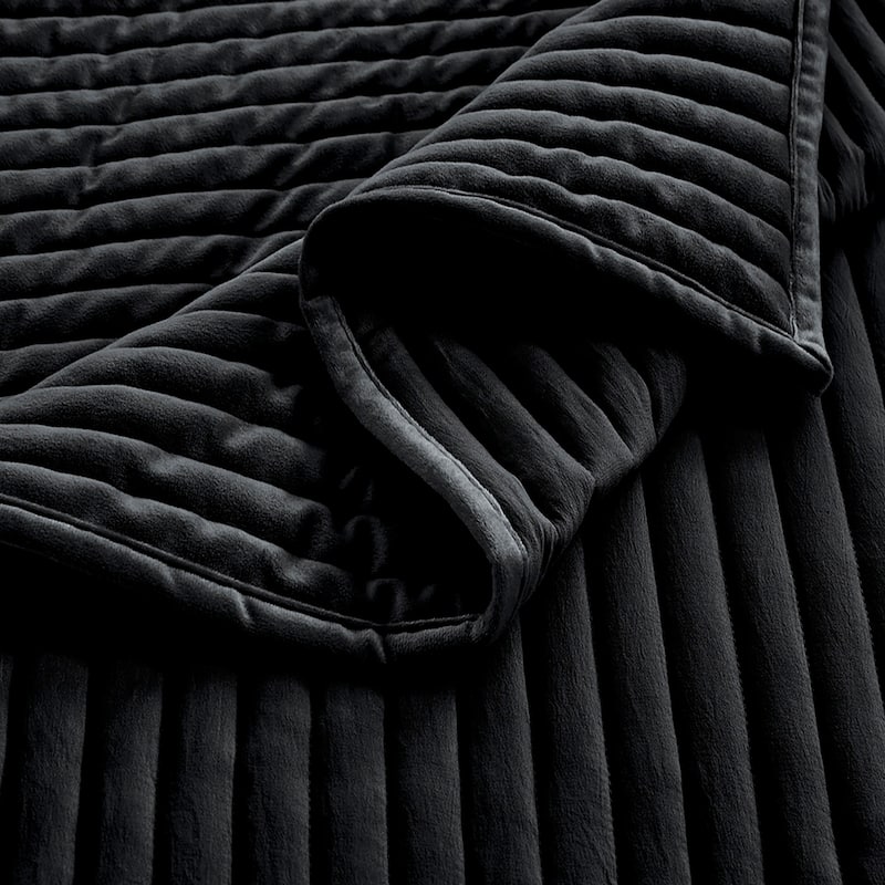 Pointehaven Heavy-Weight Oversized Channel Design Velvet Quilt Sets