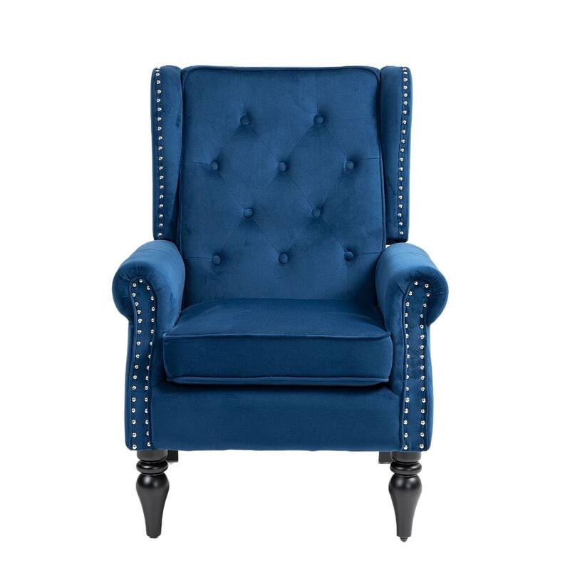 Transitional Wingback Accent Chair Armchair with Sturdy Wood Legs