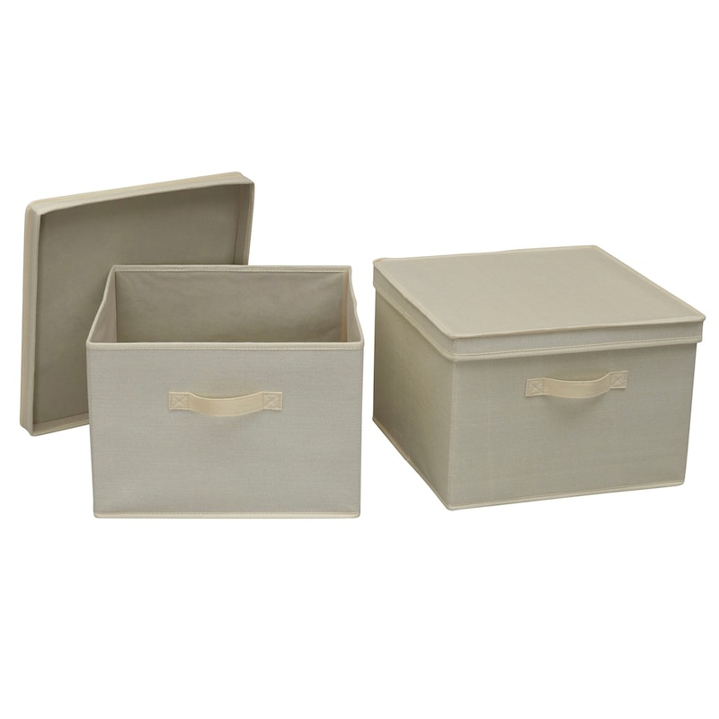 Household Essentials Square KD Storage Box with Lid, Set of 2