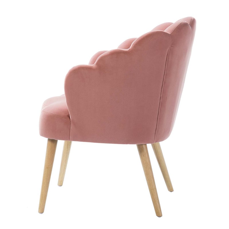 Eleanora Morden Scalloped Velvet Arm Chair with Tufted Back by HULALA HOME