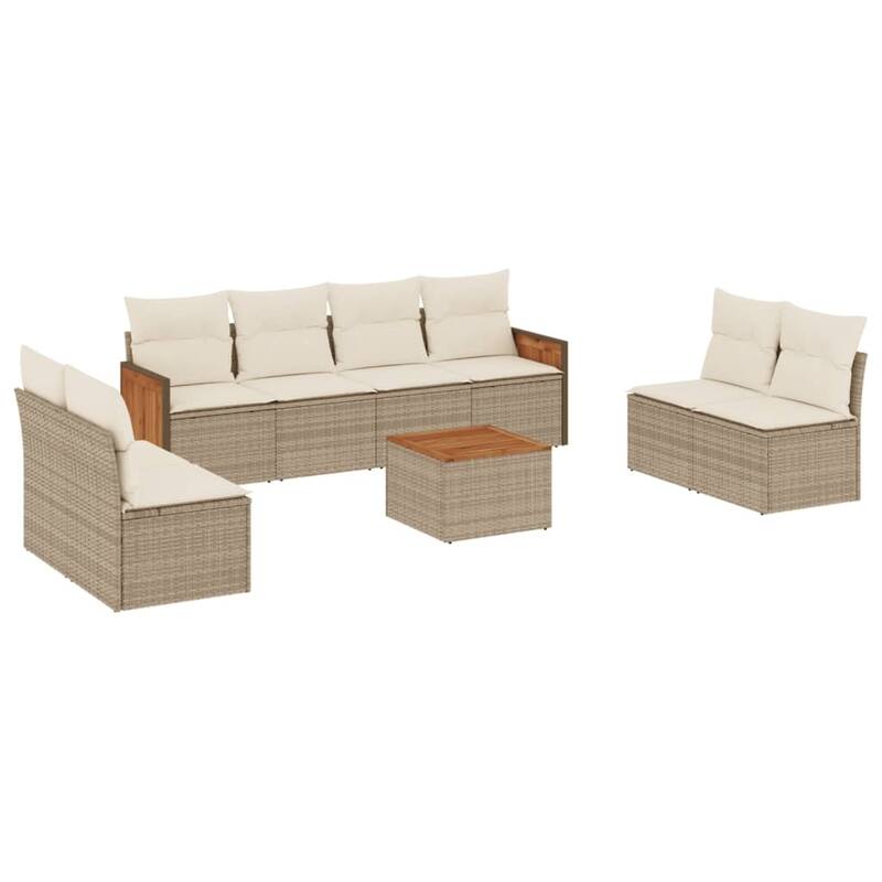 vidaXL Patio Sofa Set with Cushions Outdoor Conversation Furniture Poly Rattan