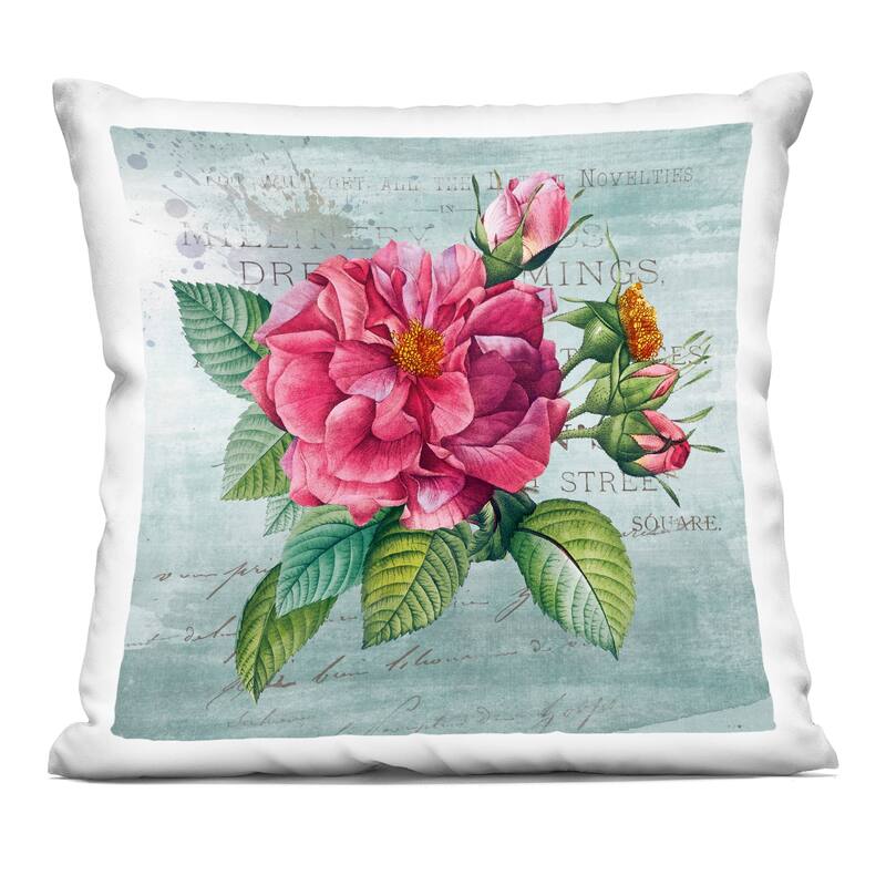 Stupell Pink Garden Flower over Rustic Decorative Printed Throw Pillow Design by Susan Arnot - Accent - Polyester - Green - Single