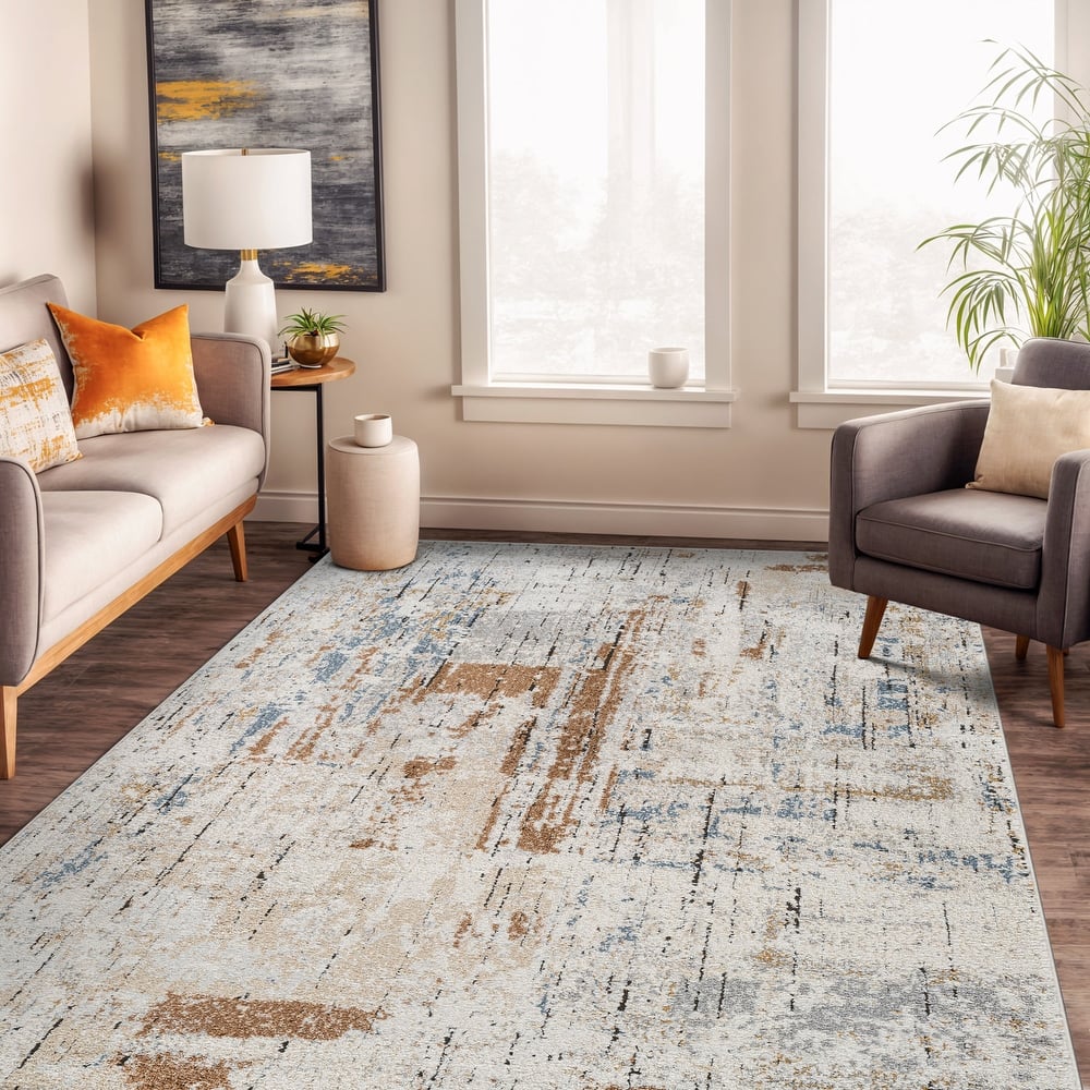 World Rug Gallery Multi-Tonal Abstract Area Rug – Multi / Ivory