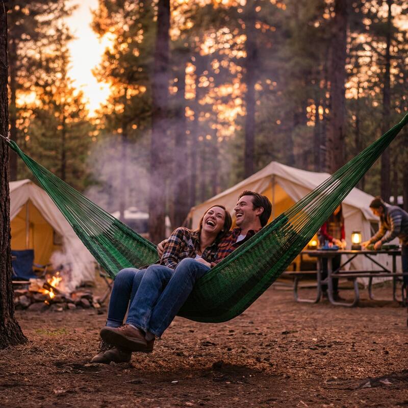 Mayan Family Hammock XXL Blue Handwoven Thick Cord - 880-lb. Capacity