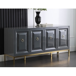 Best Master Furniture  65 Inch Lacquer Contemporary 4 Door Sideboard with Drawer (Grey)