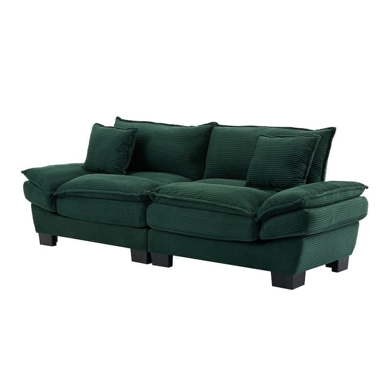 84" Corduroy Sleeper Couch Upholstered Deep Seat Loveseat Sofa with Pillows