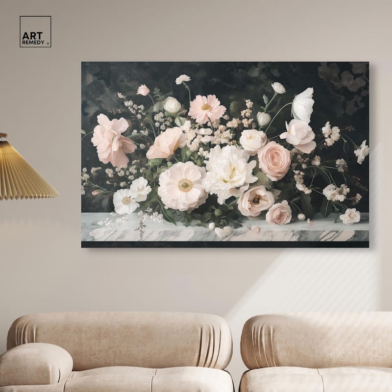Marble and Blooms Canvas by Art Remedy, Gallery Wrapped