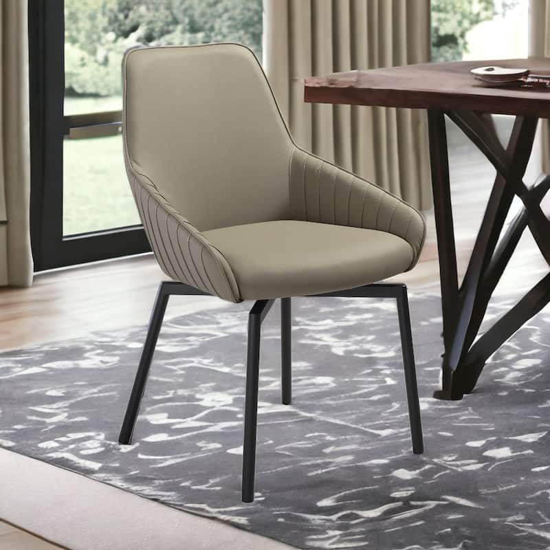 HomeRoots Seven Piece Gray and Black Composite Stone Dining Set with Six Chairs - 70' X '30' X '35 - Gray