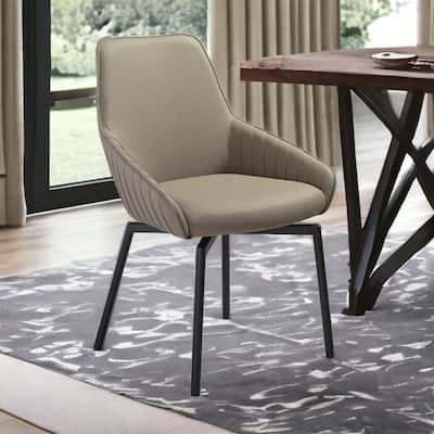 HomeRoots Seven Piece Gray and Black Composite Stone Dining Set with Six Chairs
