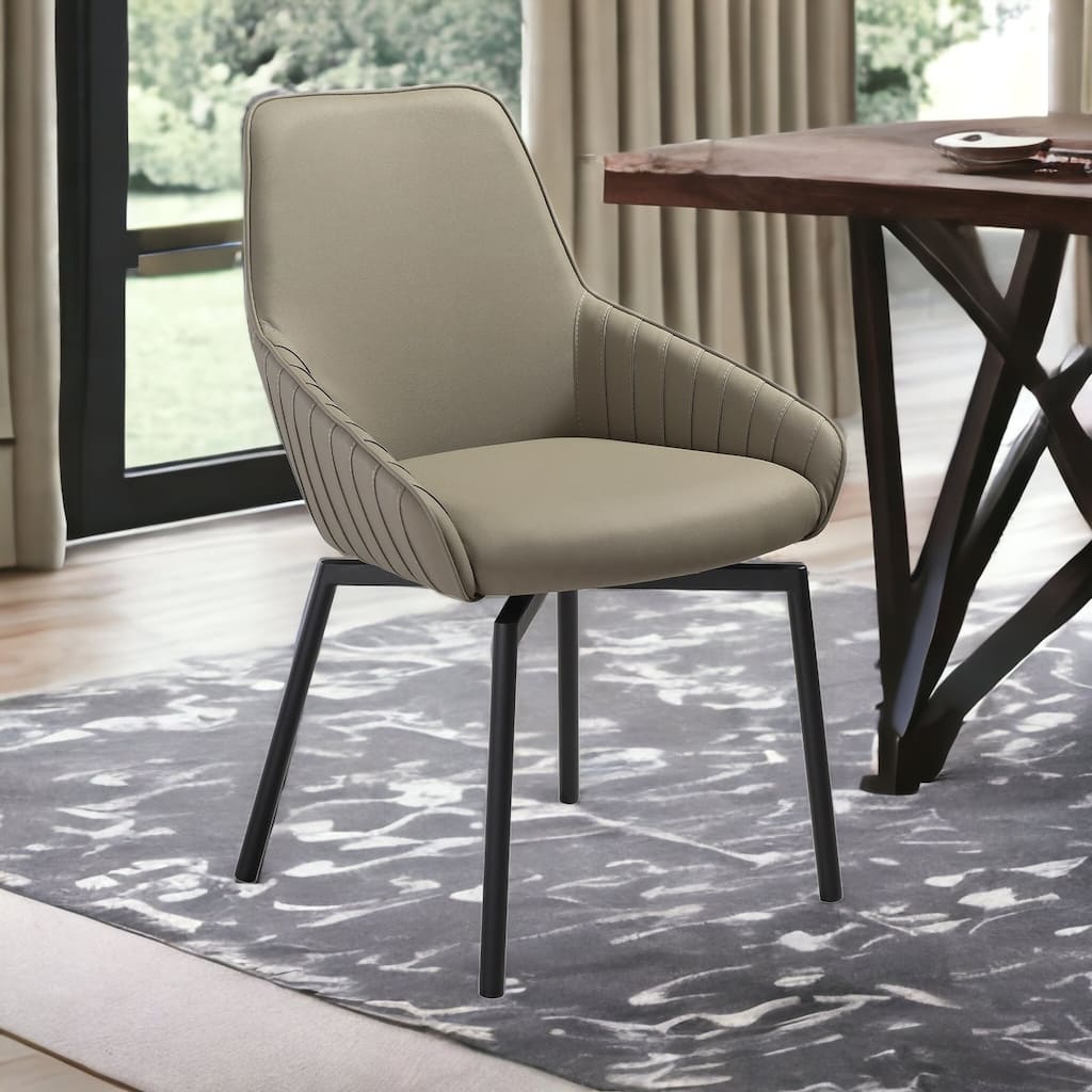 HomeRoots Seven Piece Gray and Black Composite Stone Dining Set with Six Chairs