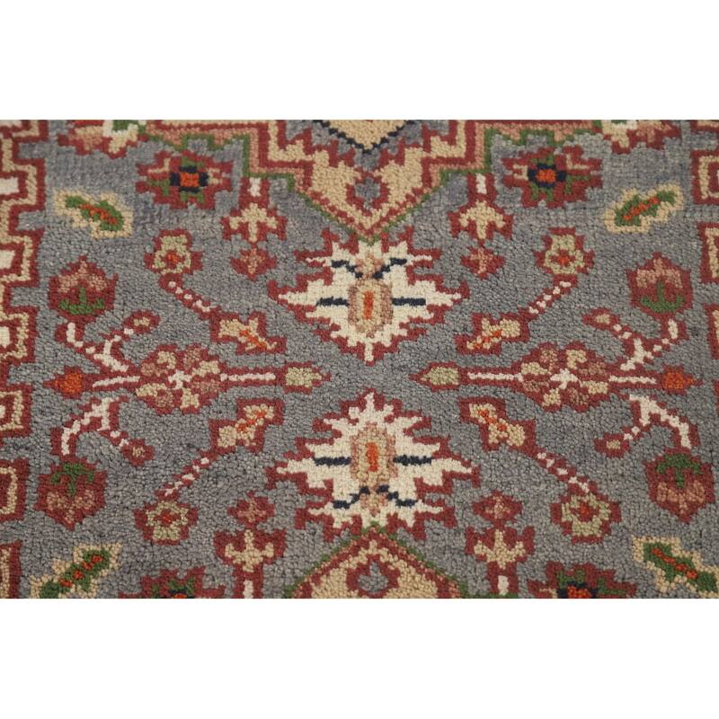 Gray Geometric Heriz Serapi Oriental Runner Rug Wool Carpet - 2'7" x 8'1"