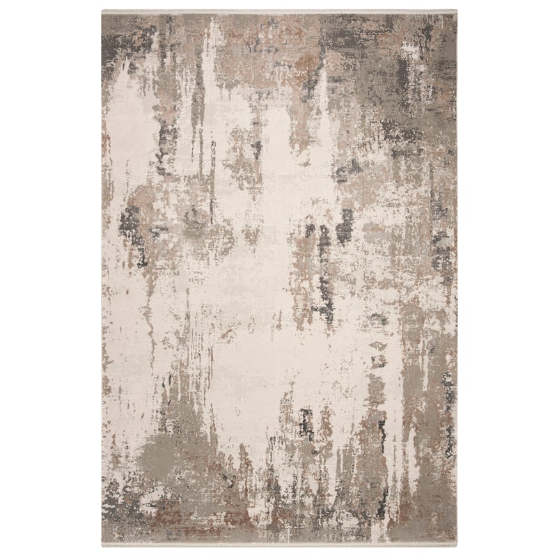 SAFAVIEH Eclipse Pelagheia Vintage Boho Abstract Viscose Rug with - 4' x 6' - Light Grey/Beige