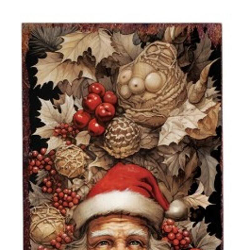 HomeRoots 36" Black And Red Solid Wood Christmas Santa Porch Sign