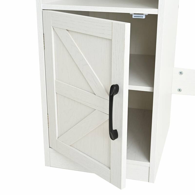 Farmhouse Makeup Vanity Desk with Mirror and Lights