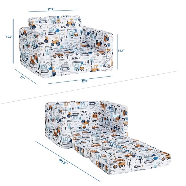 dimension image slide 6 of 7, Kids Sofa, Children's 2 in 1 Convertible Sofa to Lounger
