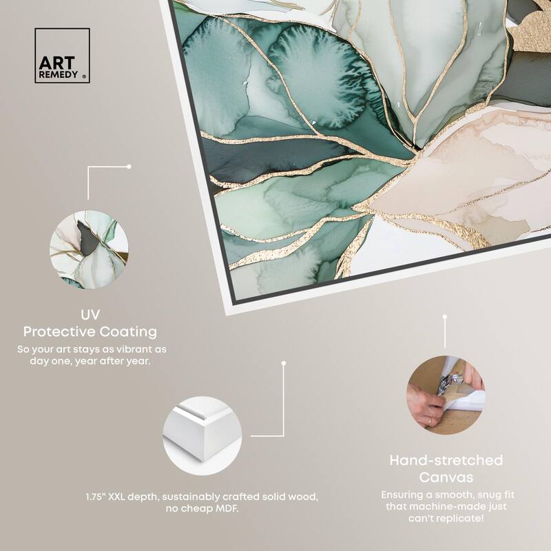 Pastel Leaves with Gold III Canvas by Art Remedy