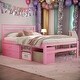 preview thumbnail 1 of 13, Pink Full Size Wood Platform Bed with Removable Storage Shelves, Built-in 2 Storage Drawers Pink